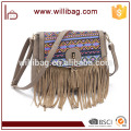 Bolso de cuero del bolso de las mujeres del cuero de la borla del grabado de Alibaba China